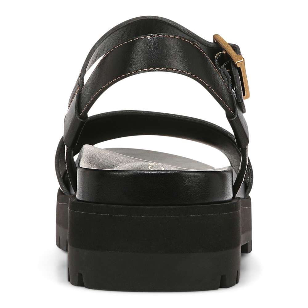 Jamie Flatform Lug Sandal - Black Leather