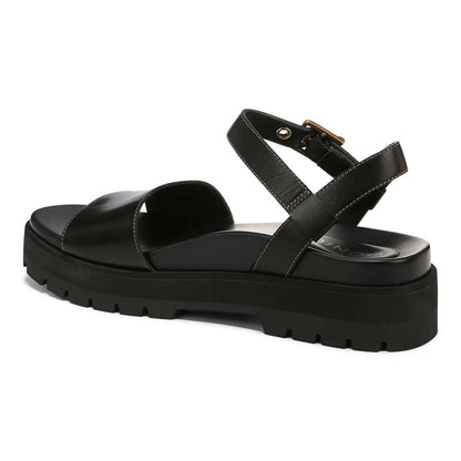 Jamie Flatform Lug Sandal - Black Leather