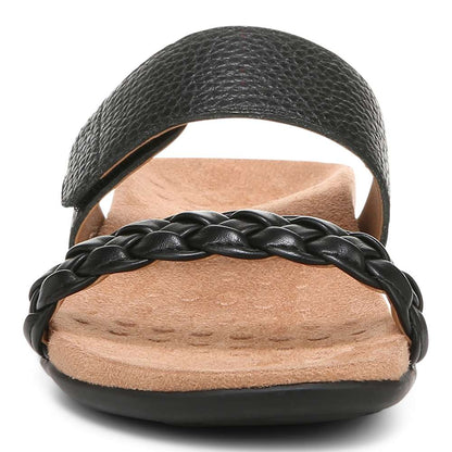 Jeanne Slide - Black Leather