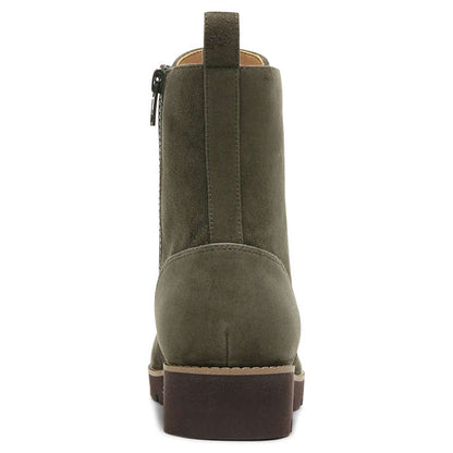 Lani Lace-Up Boot - Olive Suede