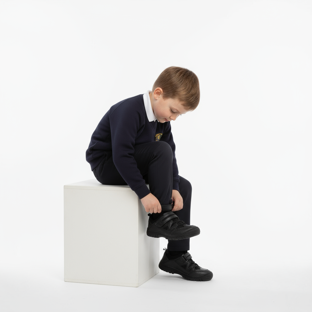 Lewis Velcro School Shoe - Black