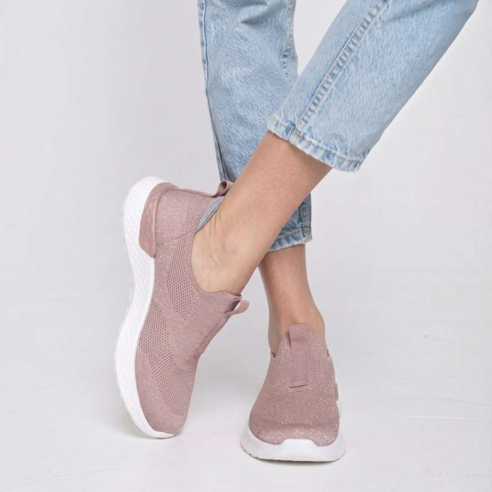 Maggie Slip-On Casual Sneaker - Mauve/Silver