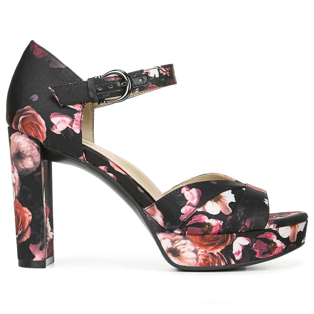 Malina Block Heel - Black Floral