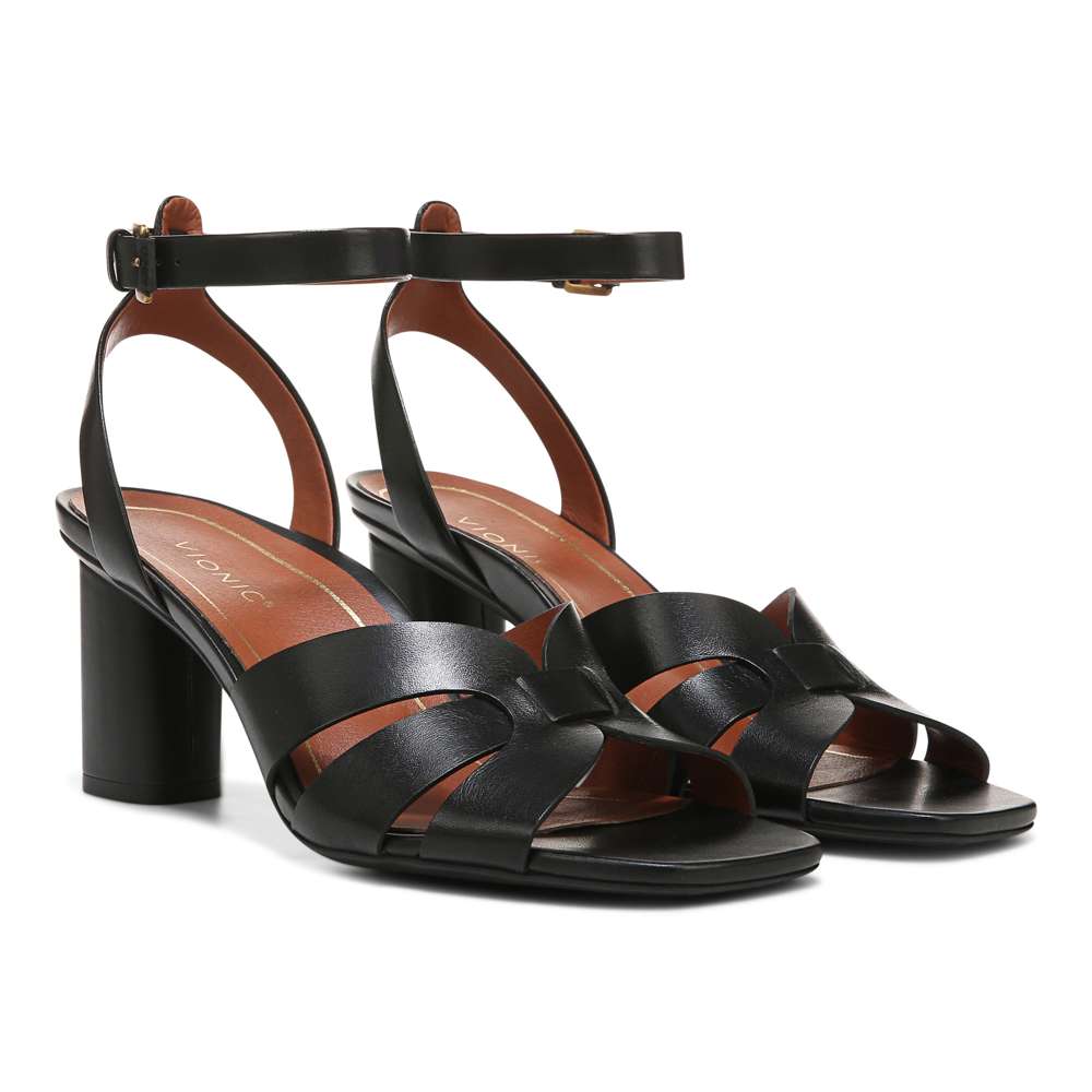 Marrin Heeled Sandal - Black Leather