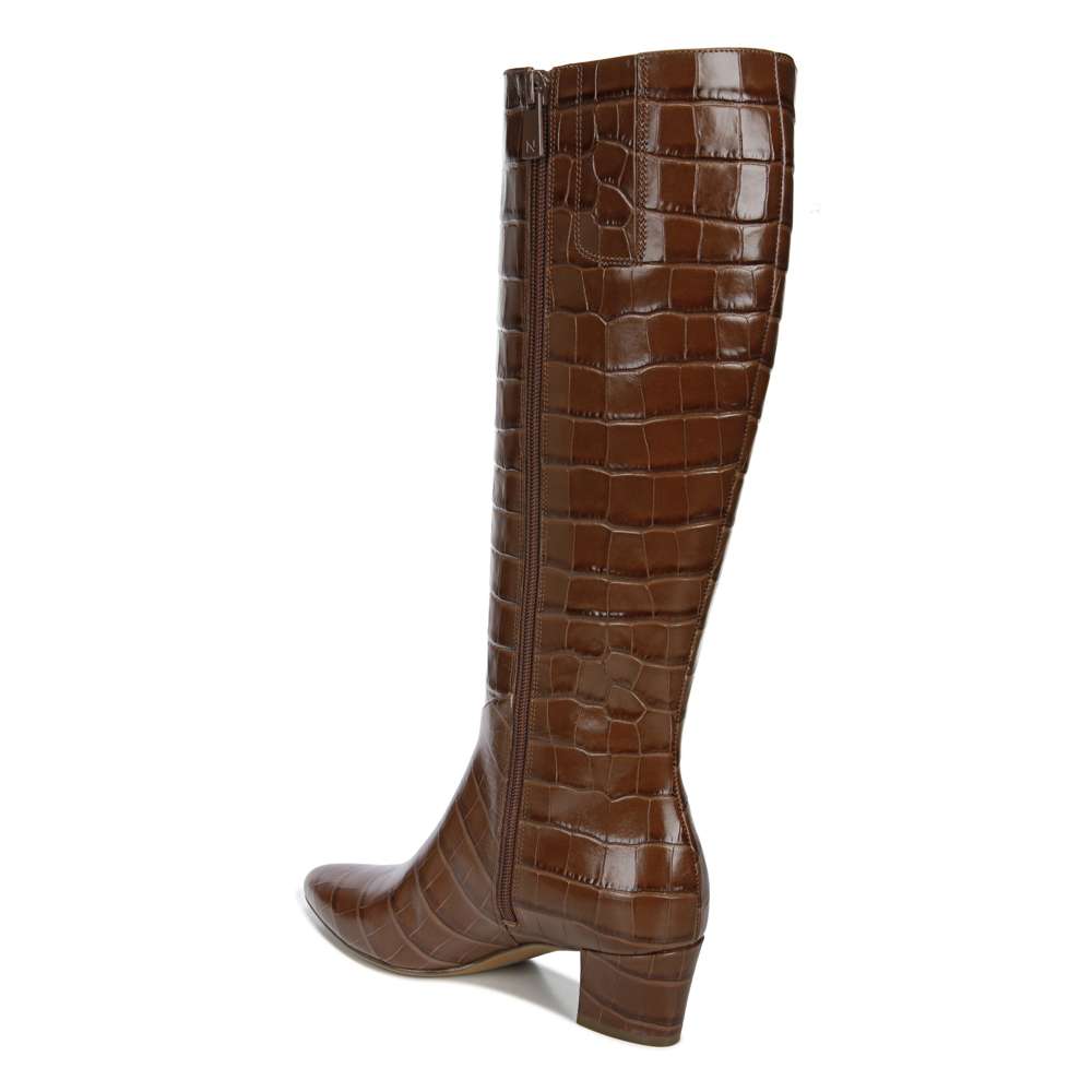 Melanie Tall Boot - Brown Croco