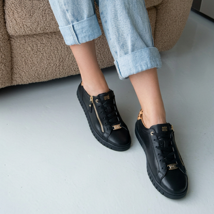 Luna Zip Casual Sneaker - Black Leopard