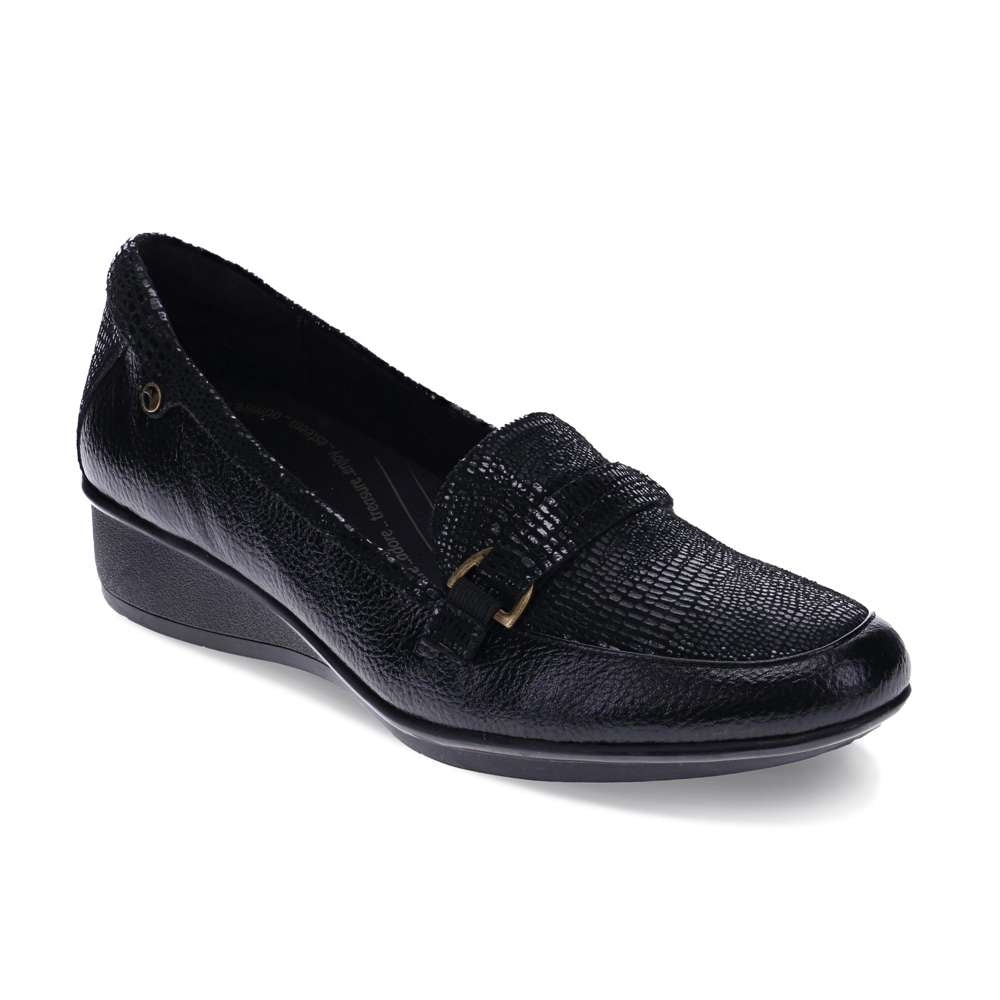 Montmartre Wedged Loafer - Black Pebble
