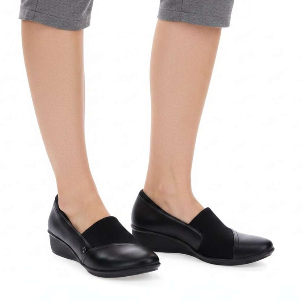 Naples Wedged Loafer - Black French