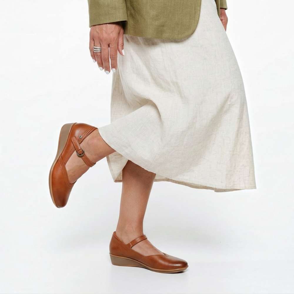 Narita Mary-Jane Flats - Cognac