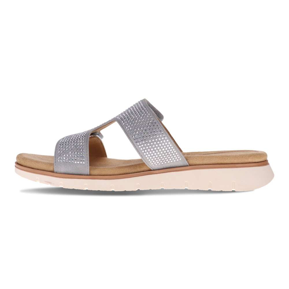 Nola Slide - Lt Grey/Rhinestone