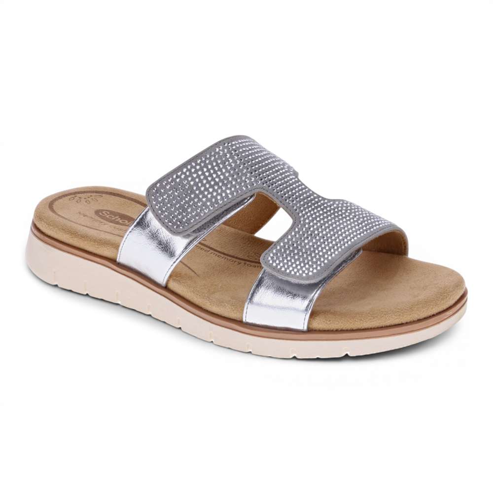 Nola Slide - Lt Grey/Rhinestone