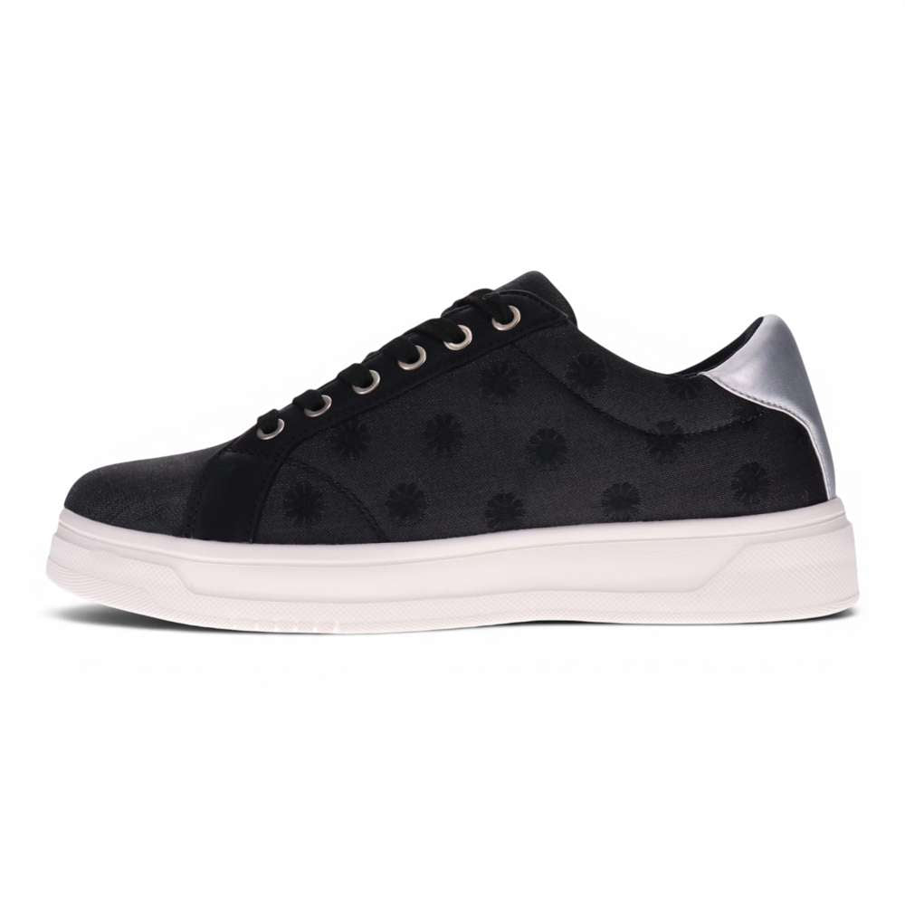 Paisley Floral Lace-Up Casual Sneaker - Black/Silver