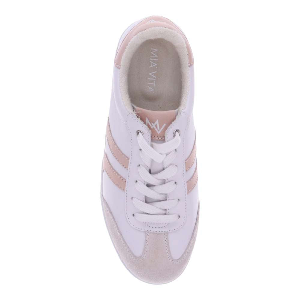 Ramona Lace-Up Casual Sneaker - White/Blush