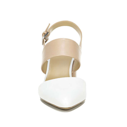 Suzie Block Heel - White/Nude