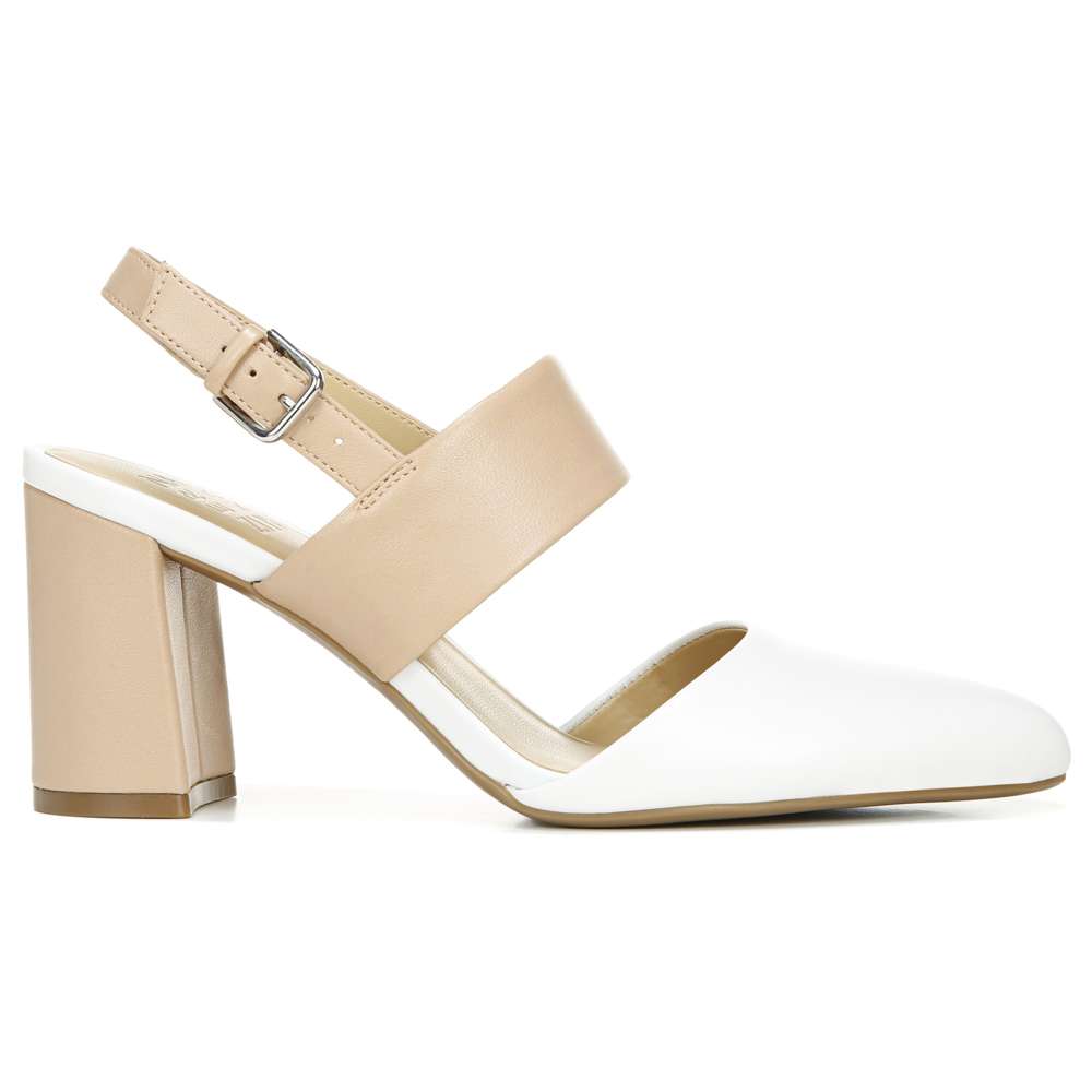 Suzie Block Heel - White/Nude