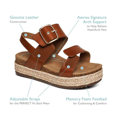 Vania Arch Support Platform Sandal - Cognac