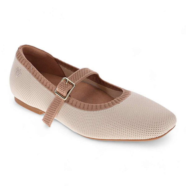 Violet Mary-Jane Flats - Almond